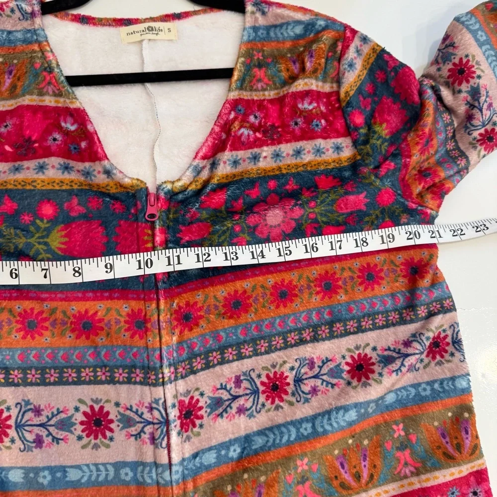 Natural Life Fleece One Piece Pajama Zip Up Boho Comfy Lounge S - Picture 6 of 6